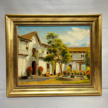 Alberto Lobos Aránguiz - Óleo sobre tela 'Jardín interior' 1940