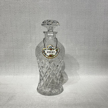 Decantador de cristal tallado para Whisky con etiqueta de porcelana Crown Staffordshire