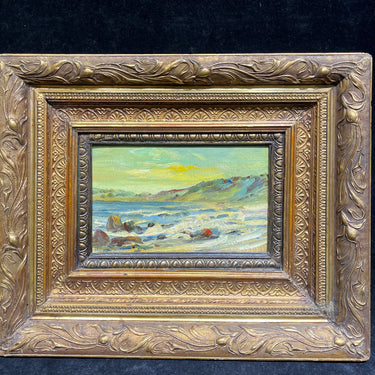Juan Francisco González - Óleo sobre tablilla 'Paisaje costero'