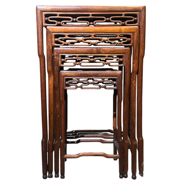 Mesas nido chinas madera de jacarandá tallada 4 niveles LIVE MARZO 24 Bucarest Art & Antiques