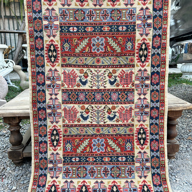 Alfombra Delantero de Túnez lana y algodón colorida 145cm x 75cm