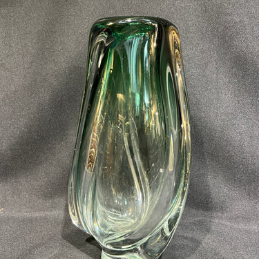Jarrón ovoide Val Saint Lambert en cristal Vert