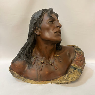 Busto Friedrich Goldscheider 'Indígena Americano' de Terracota Bucarest Art & Antiques