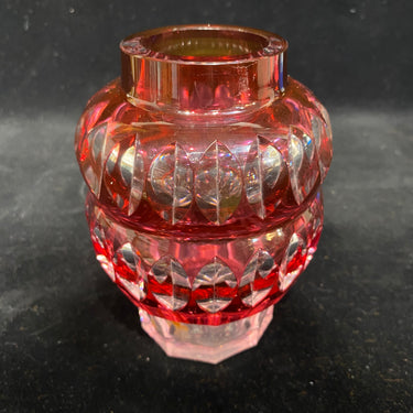 Florero art déco rojo double gourde cristal Val Saint Lambert rojo años 50