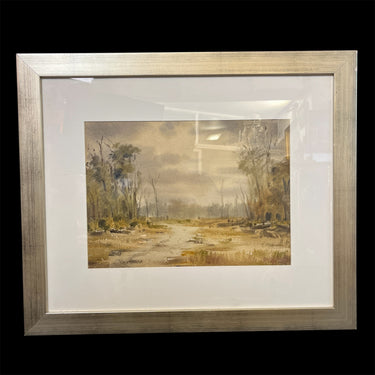 Hardy Wistuba - Acuarela sobre papel 'Paisaje cielo cargado' Bucarest Art & Antiques
