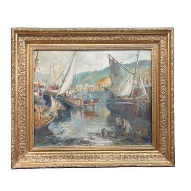 Manuel Maldonado 'Manoly' - Óleo sobre tela 'Paisaje pesquero'