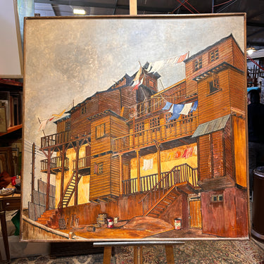 Claudio Tejerina - Acrílico sobre panel ‘Casas de Ancud’ 1973