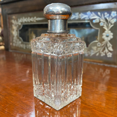 Botella de tocador francesa estilo Art Deco - cristal y plata