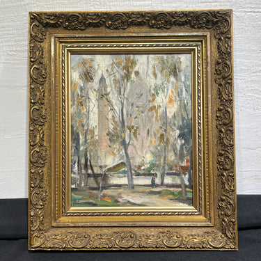Fernando Morales Jordán - Óleo sobre tablilla 'Parque en otoño' 1959