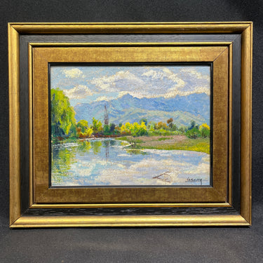 Ladislao Cheney - Óleo sobre tablilla 'Reflejo en el agua'
