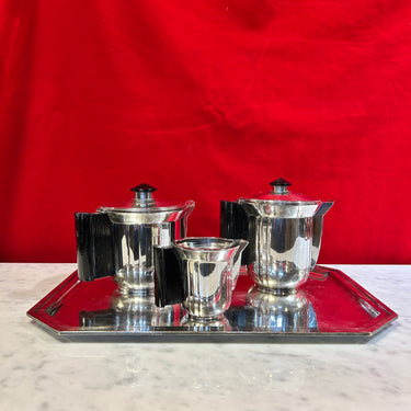 Juego de café de plaqué francés Art Deco circa 1930
