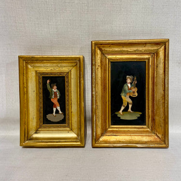 Pareja de mosaicos italianos en pietradura o piedra dura 'Festejo' fines s.XIX