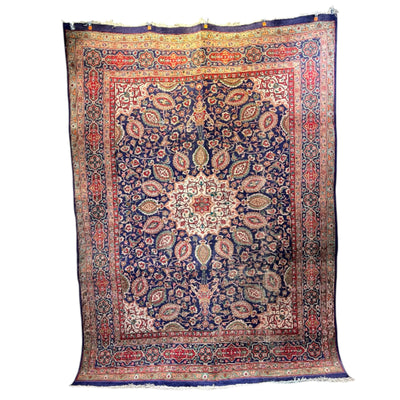 Alfombra Iraní central lana medallón floral y motivos azules 320x230 Bucarest Art & Antiques