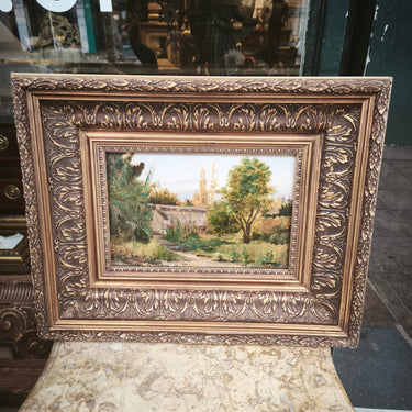 Atribuido a Alberto Valenzuela Llanos - Óleo sobre madera 'Casona de La Reina' Bucarest Art & Antiques
