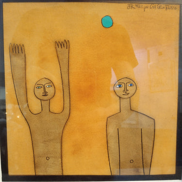 Castro Rubio - Técnica mixta 'hombres con los brazos arriba' | Bucarest Art Gallery Bucarest Art & Antiques