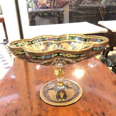 Centro de mesa vidrio  esmaltado diseño inspirado de Fritz Heckert Bucarest Art & Antiques