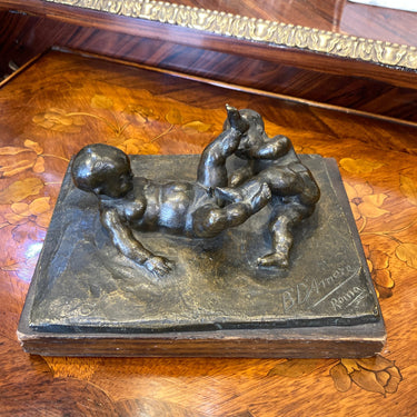Escultura niños jugando firmada B' D' Amore Roma | Bucarest Art Gallery Bucarest Art & Antiques
