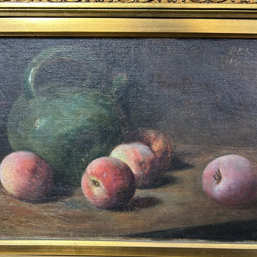 Eucarpio Espinosa - Óleo sobre tela bodegón ‘Duraznos y tetera’ Bucarest Art & Antiques
