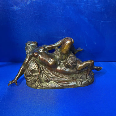 Figura en bronce francesa 'Sátiro y Dama' ca. 1900 Bucarest Art & Antiques
