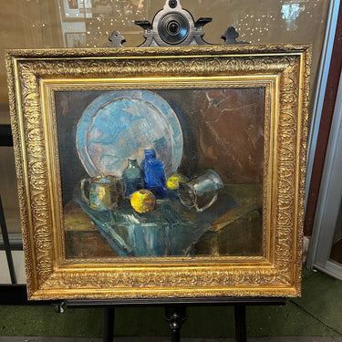 Firma Ilegible - Óleo sobre tela ‘Bodegón limones y plaqué’ Bucarest Art & Antiques