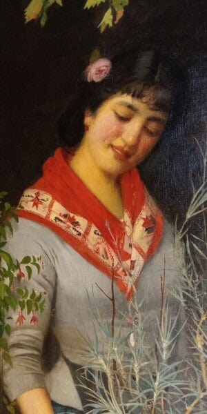 Francesco Bettio - Óleo de gran formato 'A la fenêtre' | Bucarest Art Gallery Consignación