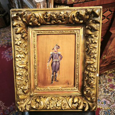 Ilegible Europeo - Óleo sobre madera 'General Francés' Bucarest Art & Antiques