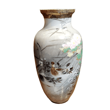 Jarrón de porcelana japonesa diseños florales y patos Bucarest Art & Antiques