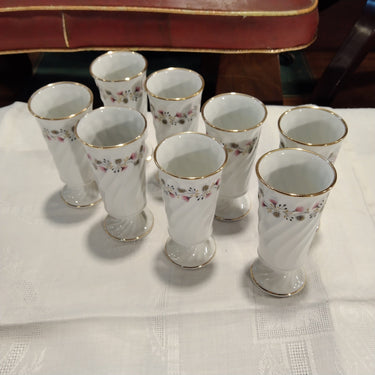 Juego de vasos de porcelana francesa Limoges 8 personas | Bucarest Art Gallery Bucarest Art & Antiques