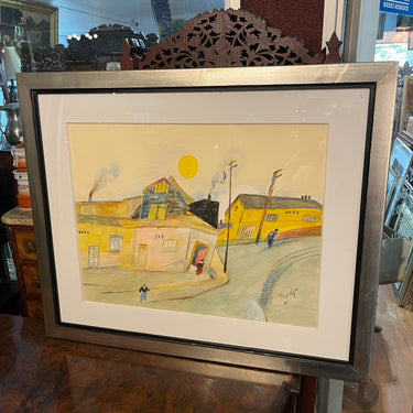 Luis Tejada - Óleo sobre papel ‘Puerta roja en pueblo amarillo’ Consignación