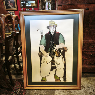 Luis Tejada - Técnica mixta 'Hombre sentado con una botella' Bucarest Art & Antiques