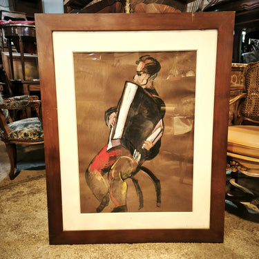 Luis Tejada - Técnica mixta ‘Hombre y acordeon’ Bucarest Art & Antiques