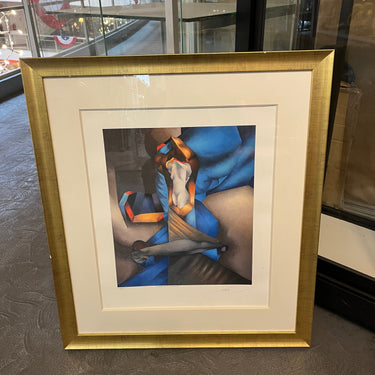 Mario Toral - Serigrafía 'Estatuas en cobalto' formato grande | Bucarest Art Gallery Bucarest Art & Antiques