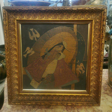 Maruja Pinedo - Óleo sobre Madera ' Madre e hijo' Bucarest Art & Antiques