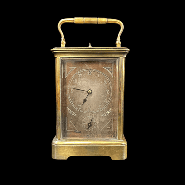Reloj de viaje bronce francés firmado 'Aiguilles' Bucarest Art & Antiques